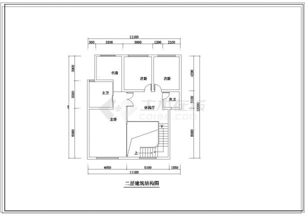 某地住宅小区跃层户型装修设计方案图-图二