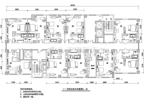 某宾馆客房建筑cad图（节点详细）-图二