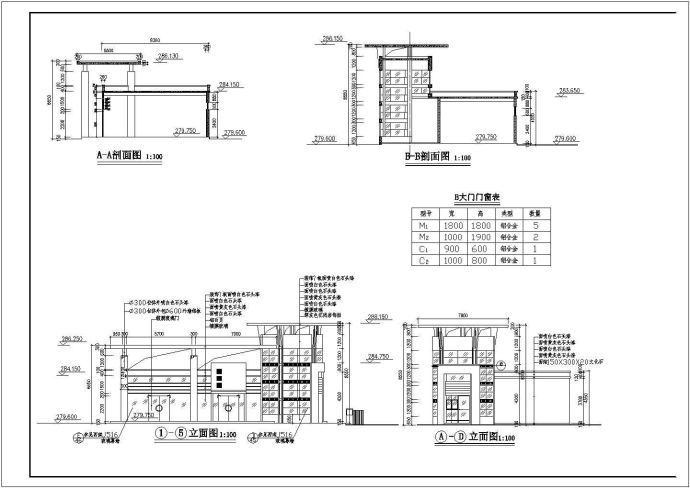 小区大门建筑施工图（共5张）_图1