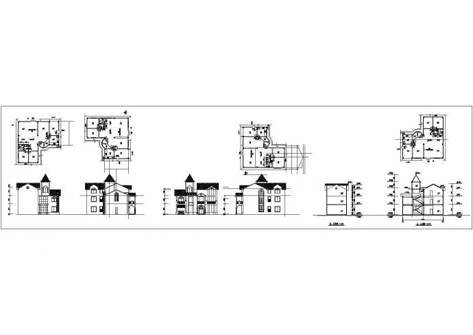 某三层别墅建筑设计图（长16米 宽15.9米）_图1
