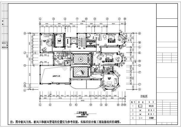 【重庆市】长江沿岸某三层别墅空调平面图-图二