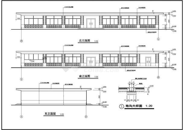 某地大型餐厅详细设计建筑施工图（共7张）-图一