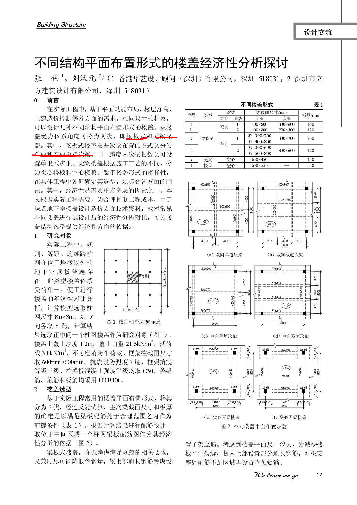 不同结构平面布置形式的楼盖经济性分析探讨-图一