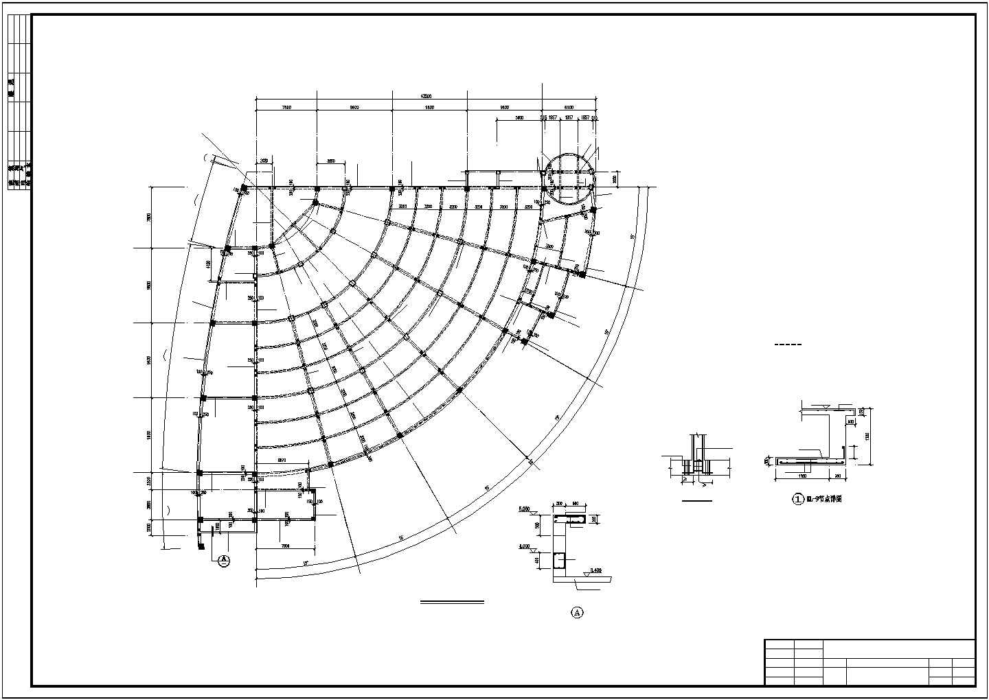 某框架中学报告厅结构CAD平面布置参考图
