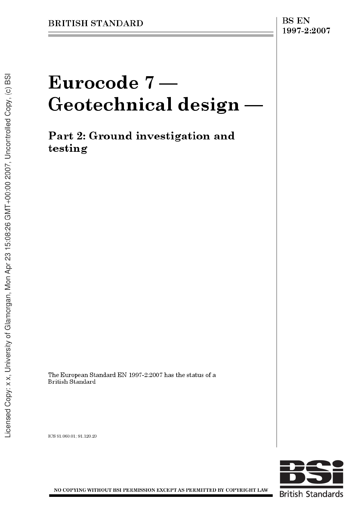 全套欧洲结构设计规范 EN 1997-2