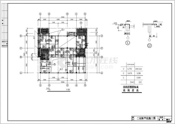 某地多层框架别墅结构CAD图-图一