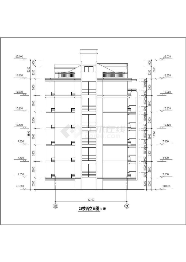 某地多层底商住宅建筑cad施工图纸（共13张）-图一