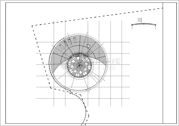 楼顶半圆钢结构采光顶CAD平面布置参考图-图一