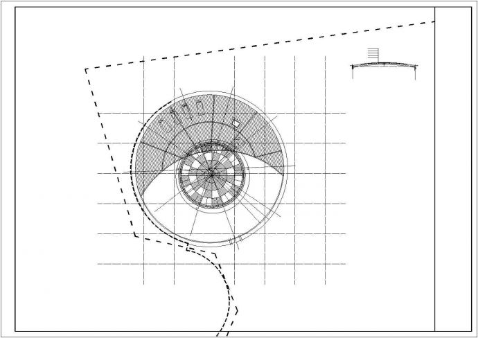 楼顶半圆钢结构采光顶CAD平面布置参考图_图1