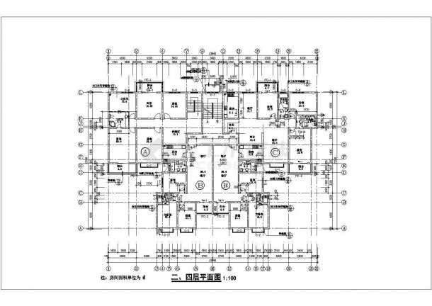 某高级小区六层住宅楼建筑施工详图-图二