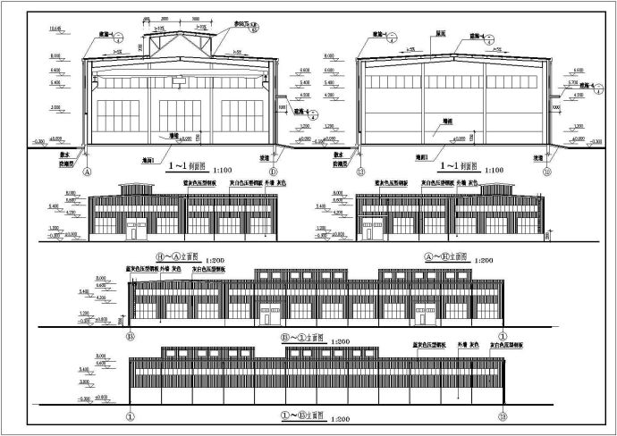 L型厂房生产车间建筑设计施工图纸_图1