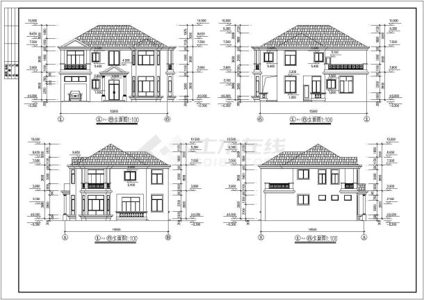 某地现代风格别墅建筑设计施工图纸-图一