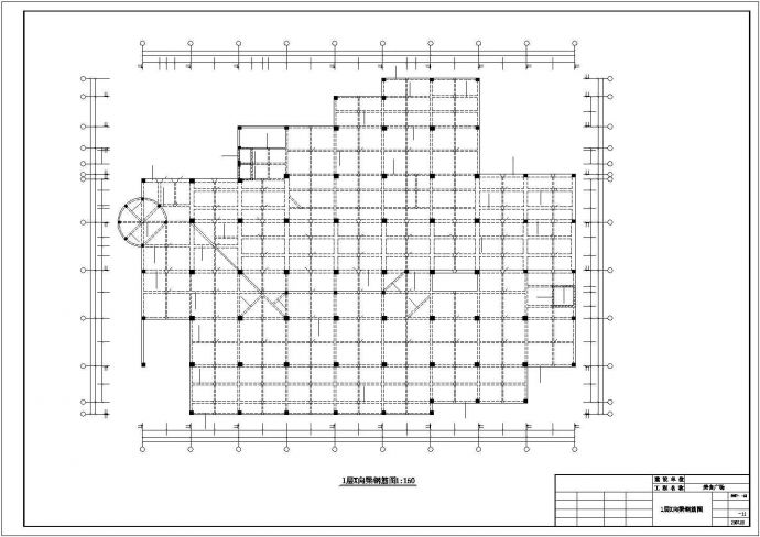 湖南某美食广场框架结构设计图_图1