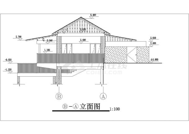 某地渡假村茶室全套建筑设计施工图-图一