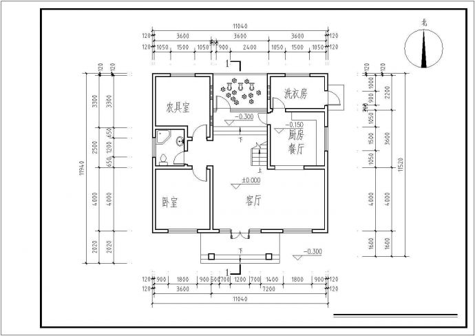 221.8平方米别墅建筑设计图纸_图1