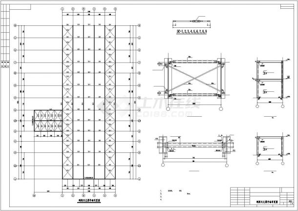 地上单层排架结构大型汽车展厅结构施工图-图二
