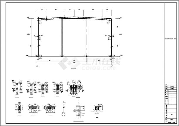 山东单层轻钢门式钢架结构厂房结构施工图-图二