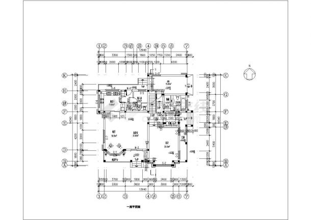 某地别墅建筑设计施工图（共23张）-图一