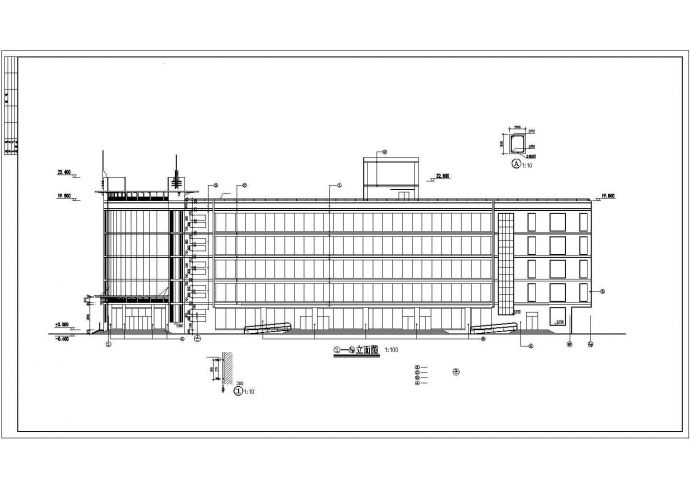 某市广场工人文化馆建筑设计图_图1