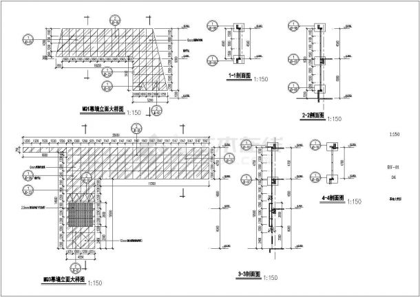 某地一套玻璃幕墙详细建筑设计施工图-图一