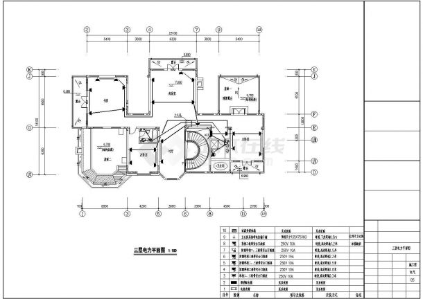 石首市某三层独栋别墅电气施工CAD布置图-图二
