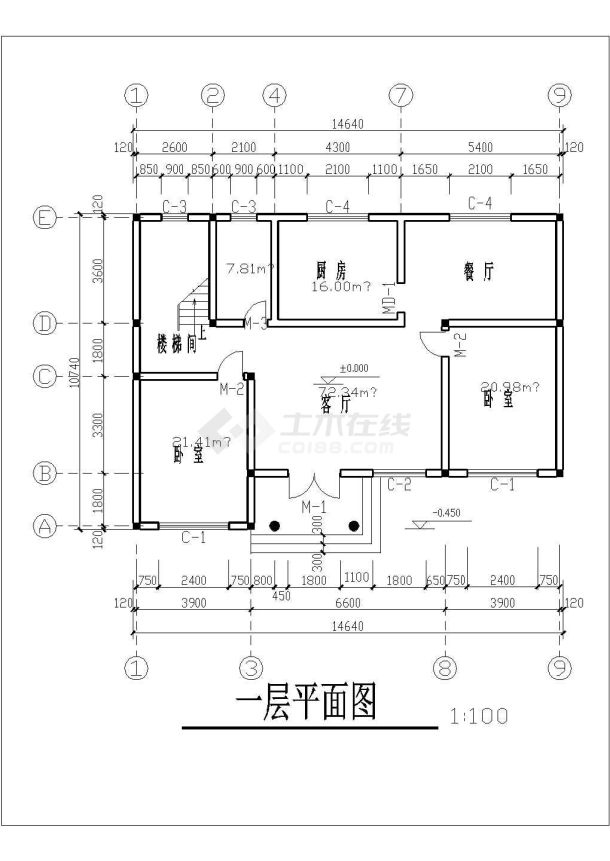 某单体欧式别墅建筑设计施工图-图一