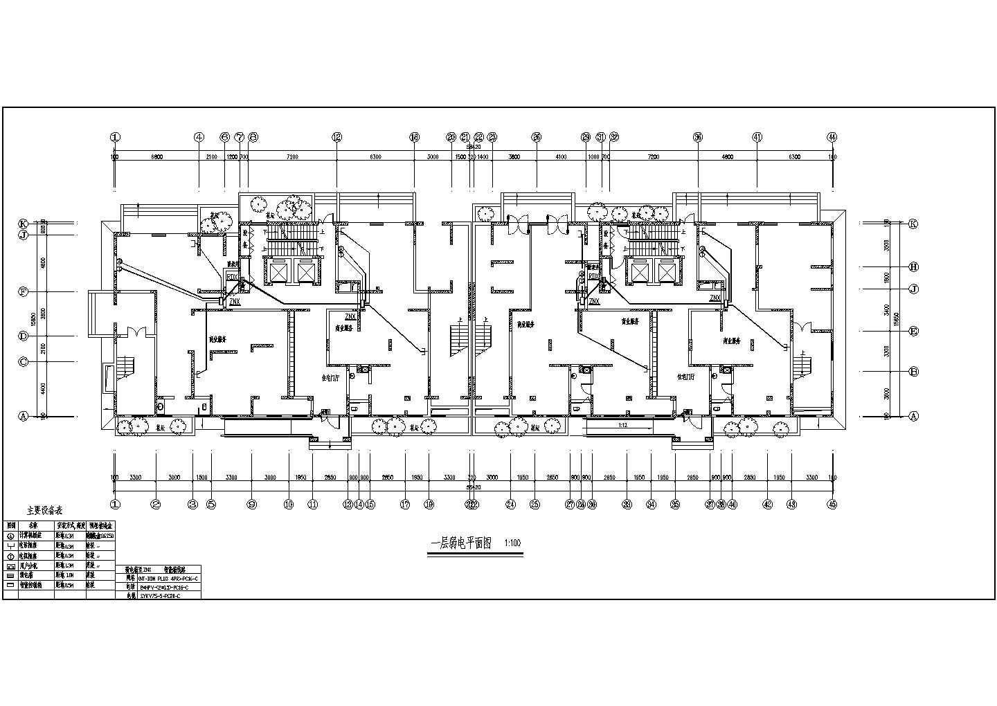 某20层商用住宅楼电气平面CAD参考图