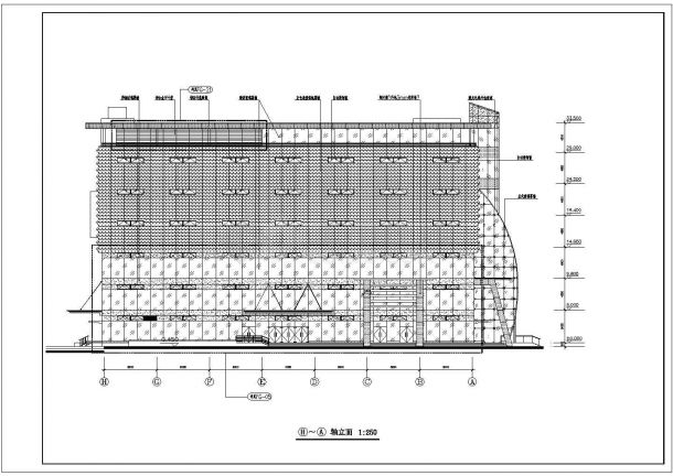 现代广场建筑施工设计CAD立面图-图二