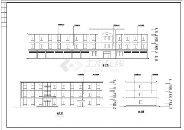 【浙江】某三层小型办公楼建筑设计施工图纸-图一