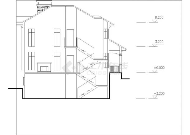某坡地独栋别墅方案设计CAD套图-图二