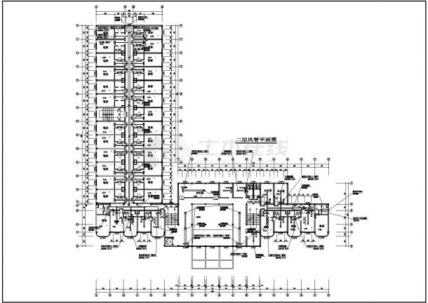 某多层经典宾馆中央空调设计CAD布置图-图二