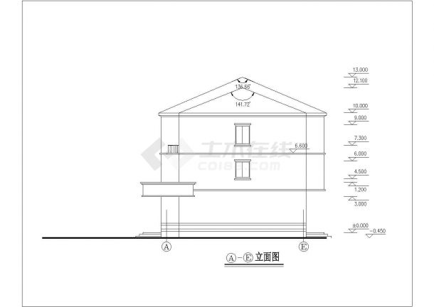 【上海】某三层别墅建筑设计施工图-图一