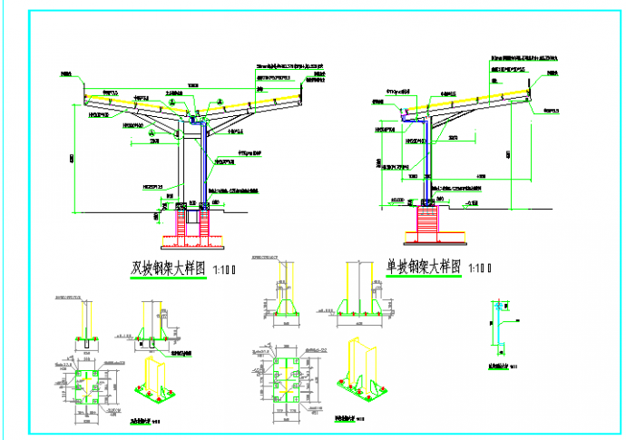 充电桩、新能源充电站钢结构雨棚cad图纸_图1