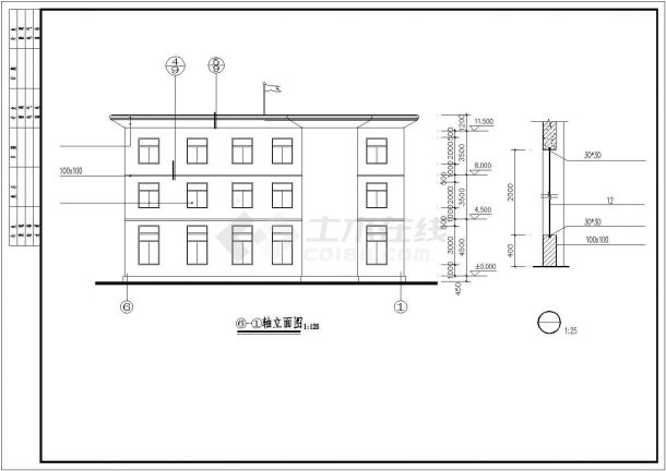 某小区社区活动中心建筑设计图-图一