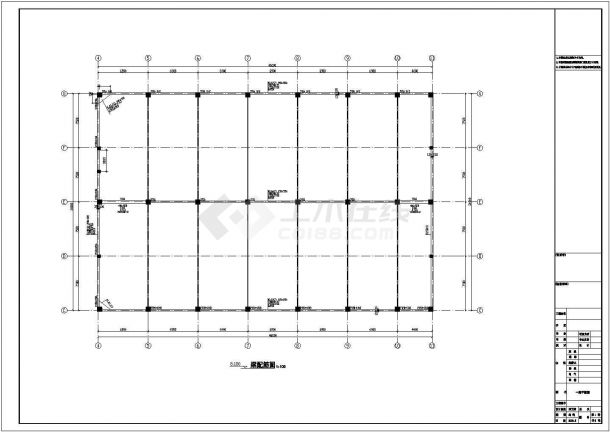 青岛某框架厂房建筑结构设备全套图纸-图二