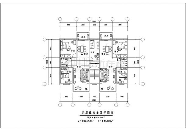 九种多层住宅户型建筑设计施工方案-图一