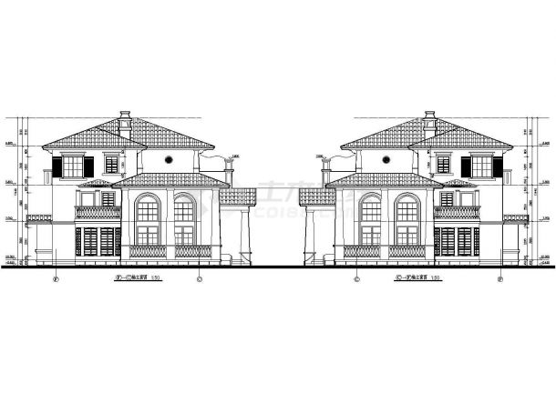 某地小型双拼别墅建筑设计图纸（含设计说明）-图二