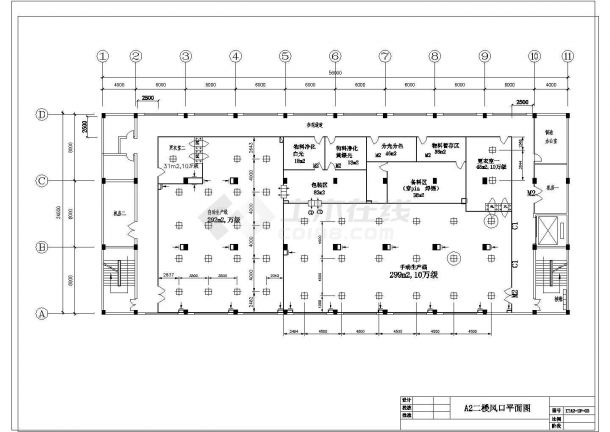 【广州】某净化工程空调平面图设计-图二