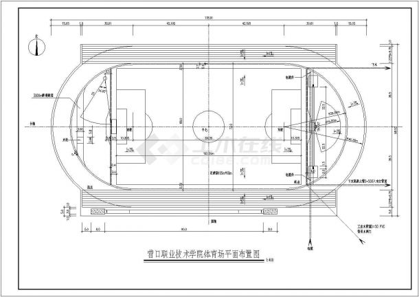 某学校体育场建筑方案设计CAD图-图二