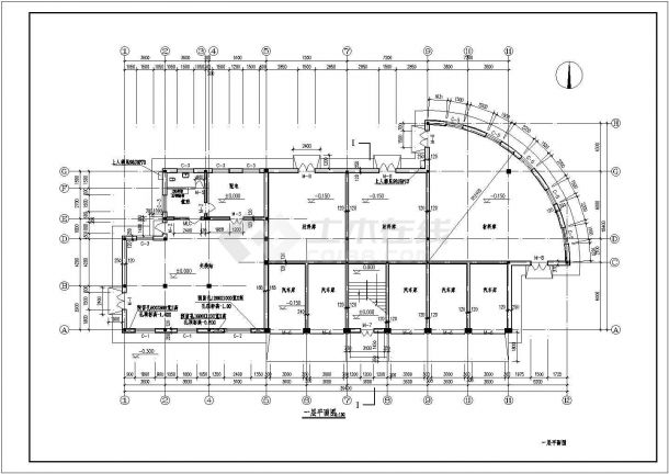 某交换站办公楼建筑方案设计CAD图-图一