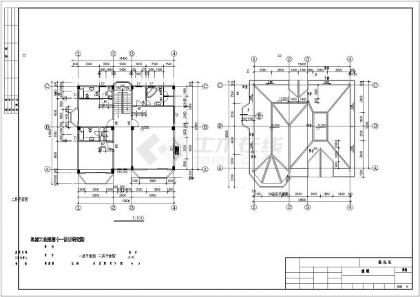 框架结构别墅建筑CAD参考图-图一