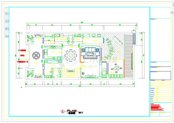 中式风格别墅室内装修设计CAD施工图（含效果图）-图二