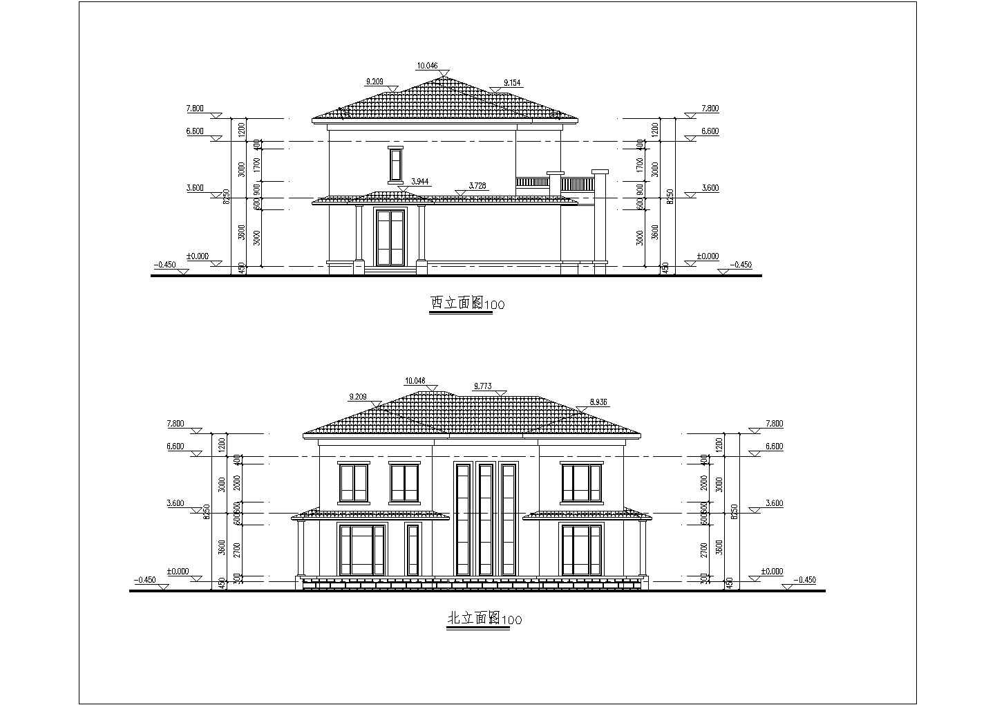 农村两层别墅（带地下室）建筑设计施工图