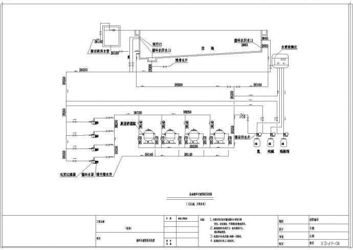小型泳池循环过滤消毒系统CAD图纸_图1