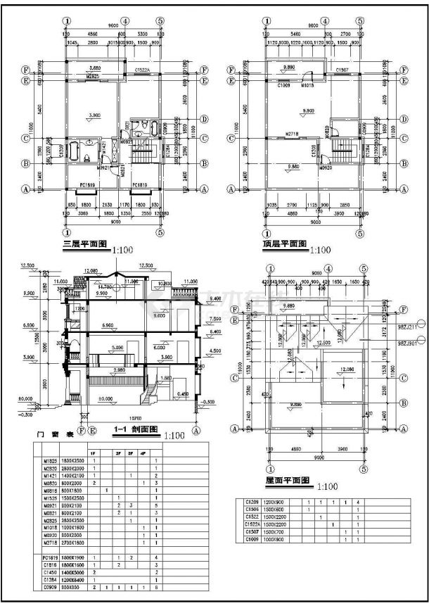 【湖北】某地精巧型别墅建筑设计施工图纸-图二