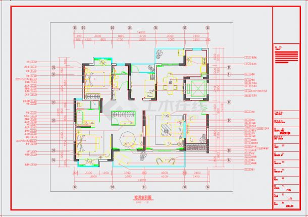 艺术灵动现代风格三室两厅家装施工图（含效果图）-图一