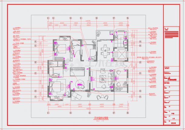 艺术灵动现代风格三室两厅家装施工图（含效果图）-图二