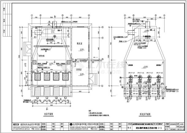 污水厂提升泵房建筑CAD施工示意图-图一