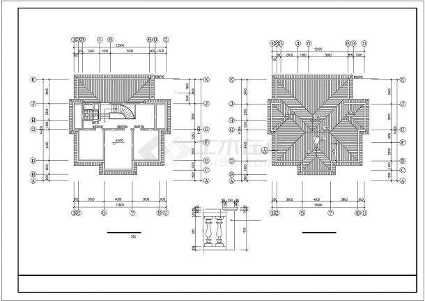 某小区单体欧式别墅建筑设计CAD参考图-图一