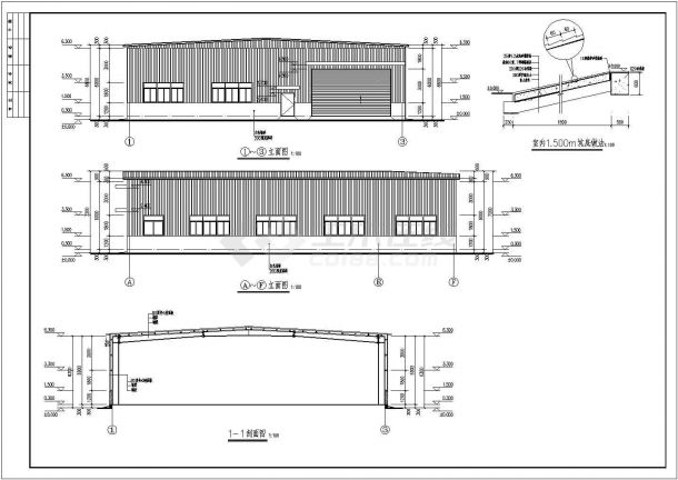 某轻钢结构厂房建筑、结构设计施工图-图一